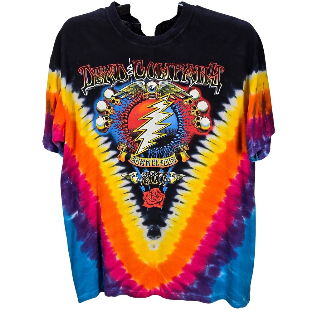 Men's Liquid Blue Large Dead & Company 2017 Summer Tour Tie Dye T-Shirt